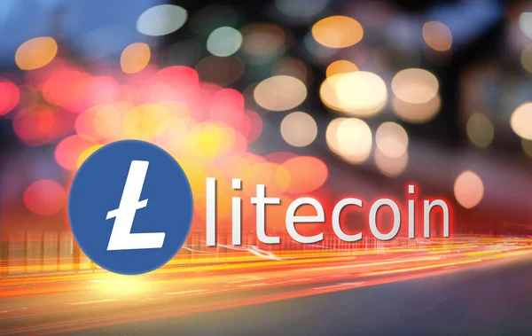 Concept of Litecoin moving fast on the road, a Cryptocurrency blockchain platform — Stock Photo, Image