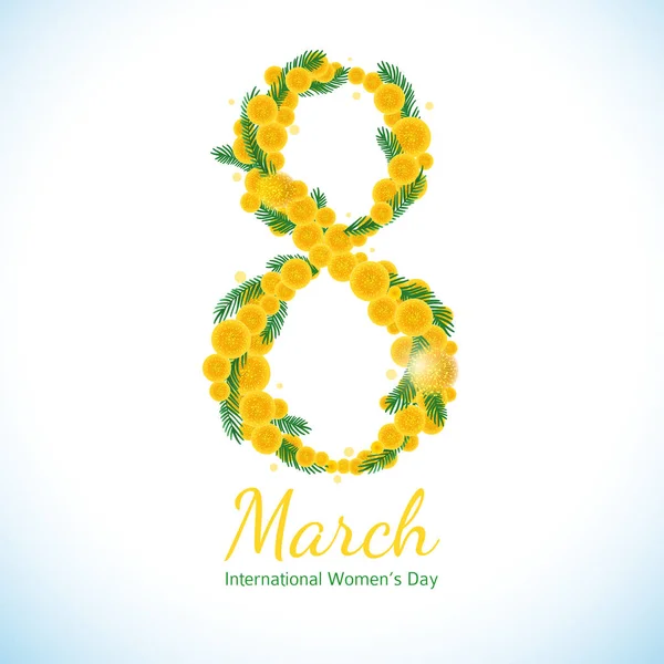 Fond de journée des femmes avec cadre de fleurs de mimosa . — Image vectorielle