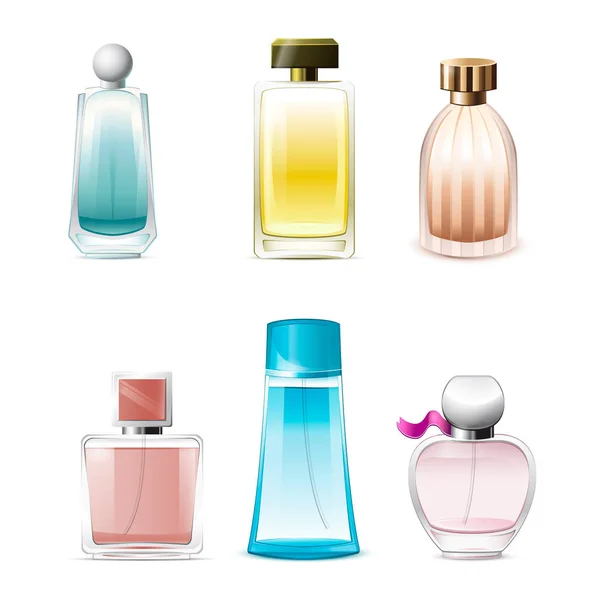 Colección de botellas de perfume vectorial aislado — Vector de stock