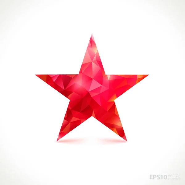 Kleurrijke glanzende vector rode ster geïsoleerd — Stockvector
