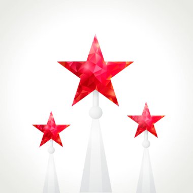 Soyut tarzda Vektör Rus ulusal dönüm noktası. Kırmızı yıldızlar