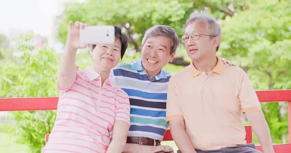 Ancianos Selfie Felizmente Pabellón — Foto de Stock