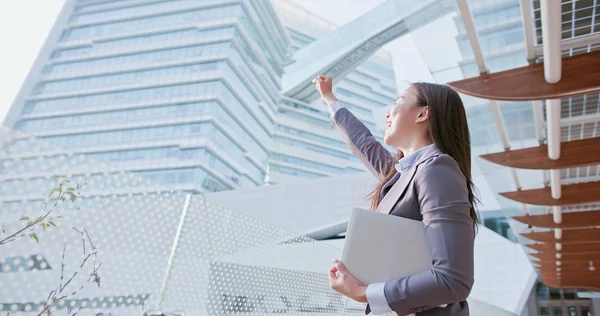 Business Woman Smiling Happily Feeling Excited — Stock Photo, Image