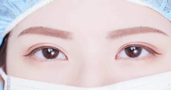 Close Asia Woman Scientist Eyes — Stock Photo, Image