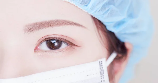 Close Asia Woman Scientist Eyes — Stock Photo, Image