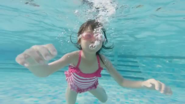 Linda chica en la piscina — Vídeos de Stock