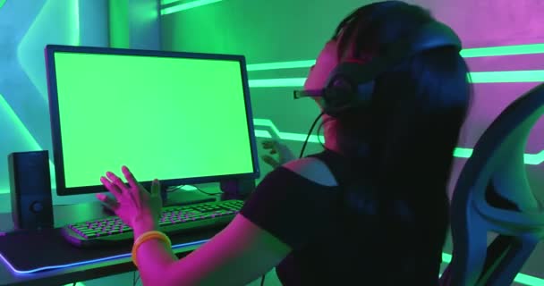 Ázsiai lány Cyber sport Gamer — Stock videók