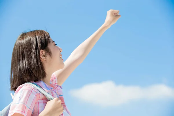 Asiático estudiante tavel y feliz — Foto de Stock