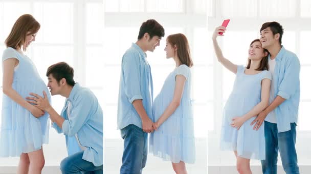 Happy asian pregnancy couple — Stock Video