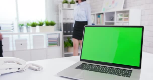 Laptop zöld képernyővel — Stock videók