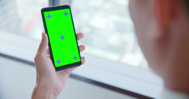 Mostra lo schermo verde del cellulare — Video Stock