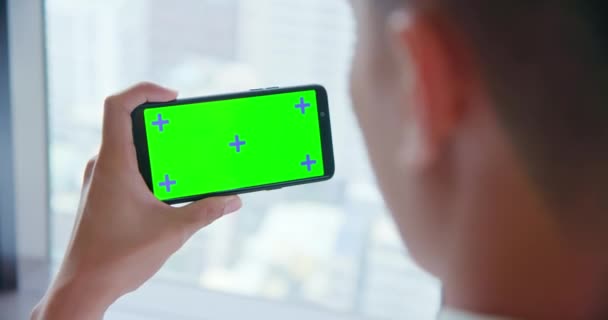 Groen scherm mobiele telefoon weergeven — Stockvideo