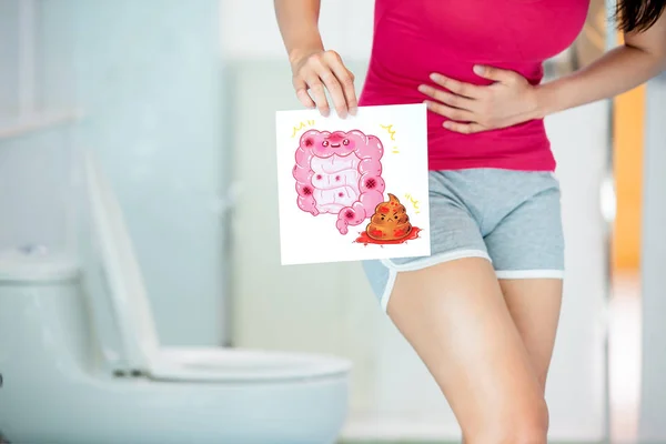 Valla publicitaria mujer sobre intestino —  Fotos de Stock