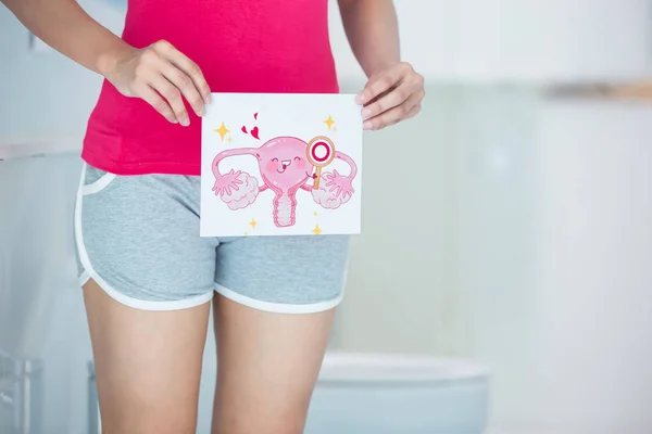 Femeie cu panou de desene animate uter — Fotografie, imagine de stoc