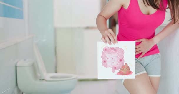 Valla publicitaria mujer sobre intestino — Vídeo de stock