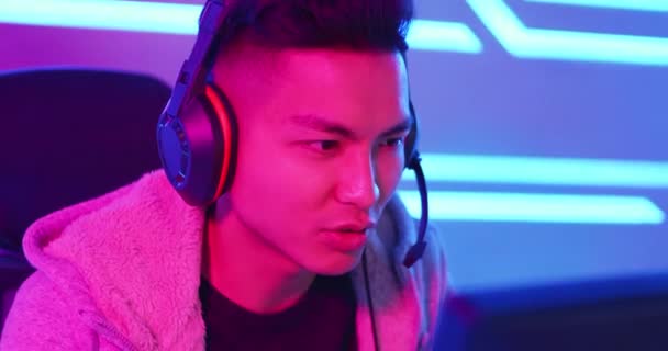 Joven asiático cyber sport gamer — Vídeos de Stock