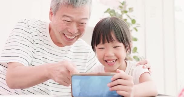 Asian grandfather and granddaughter — ストック動画