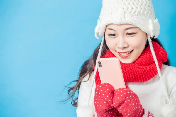 Asian woman look at smartphone — Stock Photo, Image