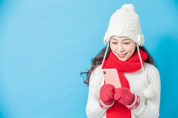 Asian woman look at smartphone — Stock Photo, Image