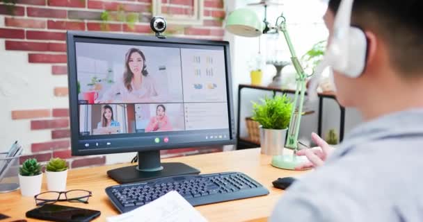 Videoconferencia teletrabajo en casa — Vídeos de Stock