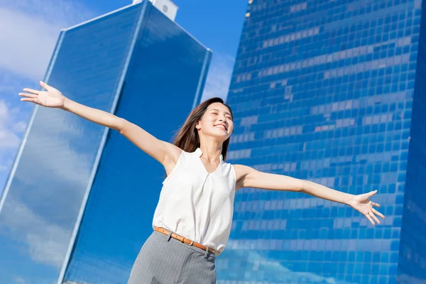 Asian Successful Business Woman Confident Smile Feel Free — Stock Photo, Image