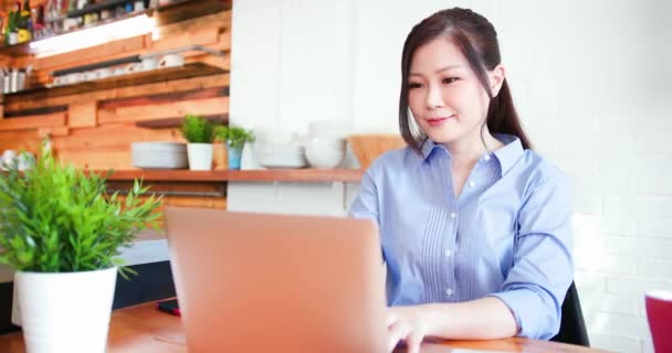 Asian woman work at home — Stock Video