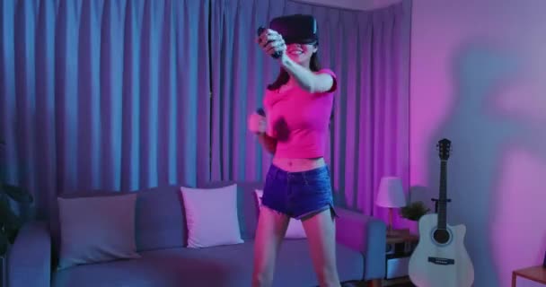 Woman win motion sensing game — Stock Video