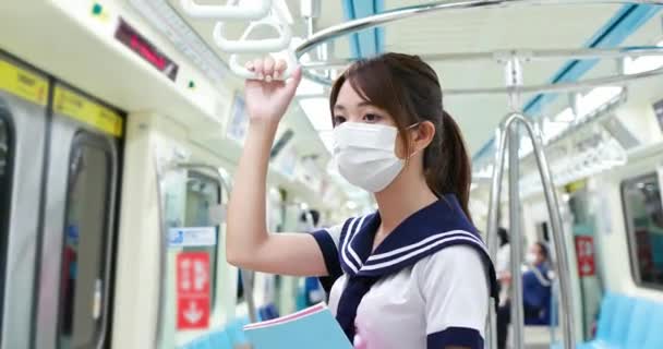 High school student wear mask — Stock Video