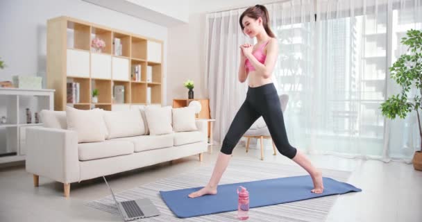 Mulher fazendo exercício em casa — Vídeo de Stock