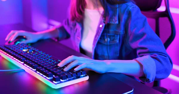 Közeli Ból Pro Cyber Sport Gamer Játék Játék Rgb Billentyűzet — Stock Fotó