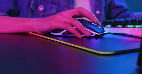 Close Van Pro Cyber Sport Gamer Spel Spelen Met Rgb — Stockfoto