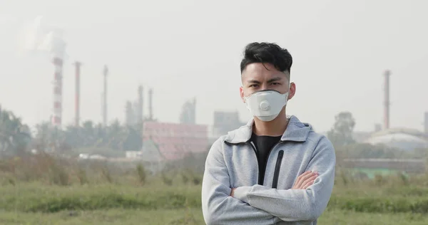 Asiático Homem Olhar Para Você Usa Protetora N95 Máscara Contra — Fotografia de Stock