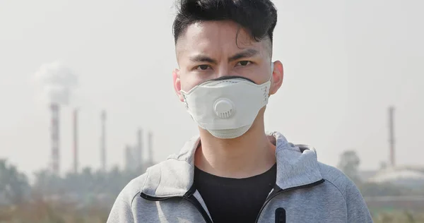 Asiático Homem Olhar Para Você Usa Protetora N95 Máscara Contra — Fotografia de Stock