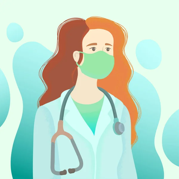 Fonendoskop vektör illüstrasyonlu kadın doktor