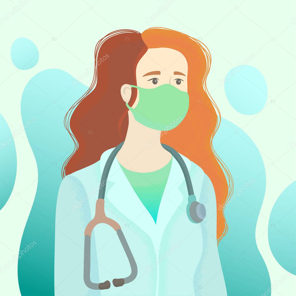 Female doctor with phonendoscope vector illustration