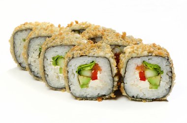 Sıcak rulo (Tofu peyniri, susam, avokado, domates, dolmalık biber, marul, yalın sos).