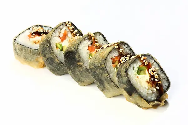 Sıcak rulo (somon, yılan balığı, Philadelphia peynir, avokado, susam, Unagi sos).