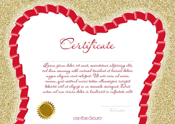 Zertifikat Oder Diplom Für Eine Zahnklinik Mit Einem Roten Band — Stockvektor