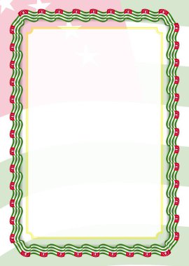 Çerçeve ve kurdele Abhazya bayrağı, sertifika ve diploma için şablon öğeleri ile sınır. Vektör