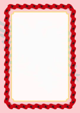 Çerçeve ve kurdele ile Arnavutluk bayrağı, sertifika ve diploma için şablon öğeleri kenarlığını. Vektör