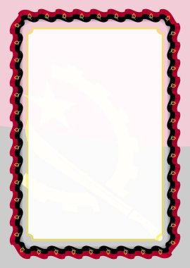 Çerçeve ve kurdele ile Angola bayrağı, sertifika ve diploma için şablon öğeleri kenarlığını. Vektör