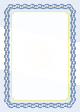 Çerçeve ve kurdele ile Arjantin bayrağı, sertifika ve diploma için şablon öğeleri kenarlığını. Vektör