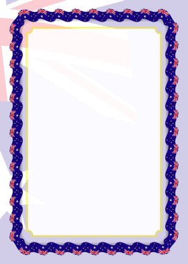 Çerçeve ve kurdele ile Avustralya bayrağı, sertifika ve diploma için şablon öğeleri kenarlığını. Vektör