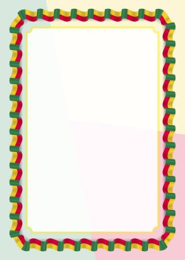 Çerçeve ve kurdele ile Benin bayrağı, sertifika ve diploma için şablon öğeleri kenarlığını. Vektör.
