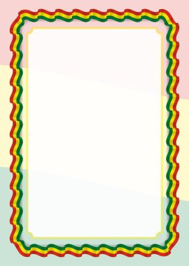 Çerçeve ve kurdele ile Bolivya bayrak, sertifika ve diploma için şablon öğeleri kenarlığını. Vektör.