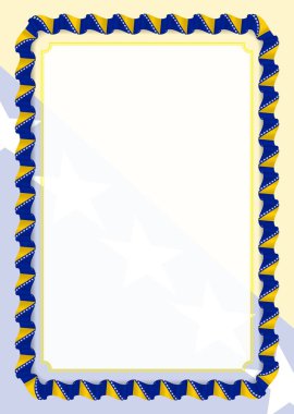 Çerçeve ve kurdele ile Bosna ve Hersek bayrağı, sertifika ve diploma için şablon öğeleri kenarlığını. Vektör.