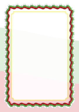 Çerçeve ve kurdele ile Bulgaristan bayrağı, sertifika ve diploma için şablon öğeleri kenarlığını. Vektör.