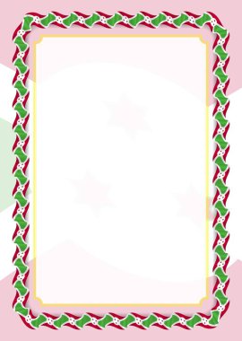 Çerçeve ve Burundi bayrağı, sertifika ve diploma için şablon öğeleri ile şerit kenarlığını. Vektör.