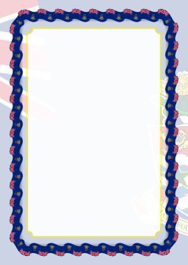 Çerçeve ve kurdele ile Cayman Adaları bayrağı, sertifika ve diploma için şablon öğeleri kenarlığını. Vektör.