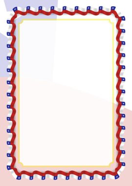 Çerçeve ve kurdele ile Şili bayrağı, sertifika ve diploma için şablon öğeleri kenarlığını. Vektör.